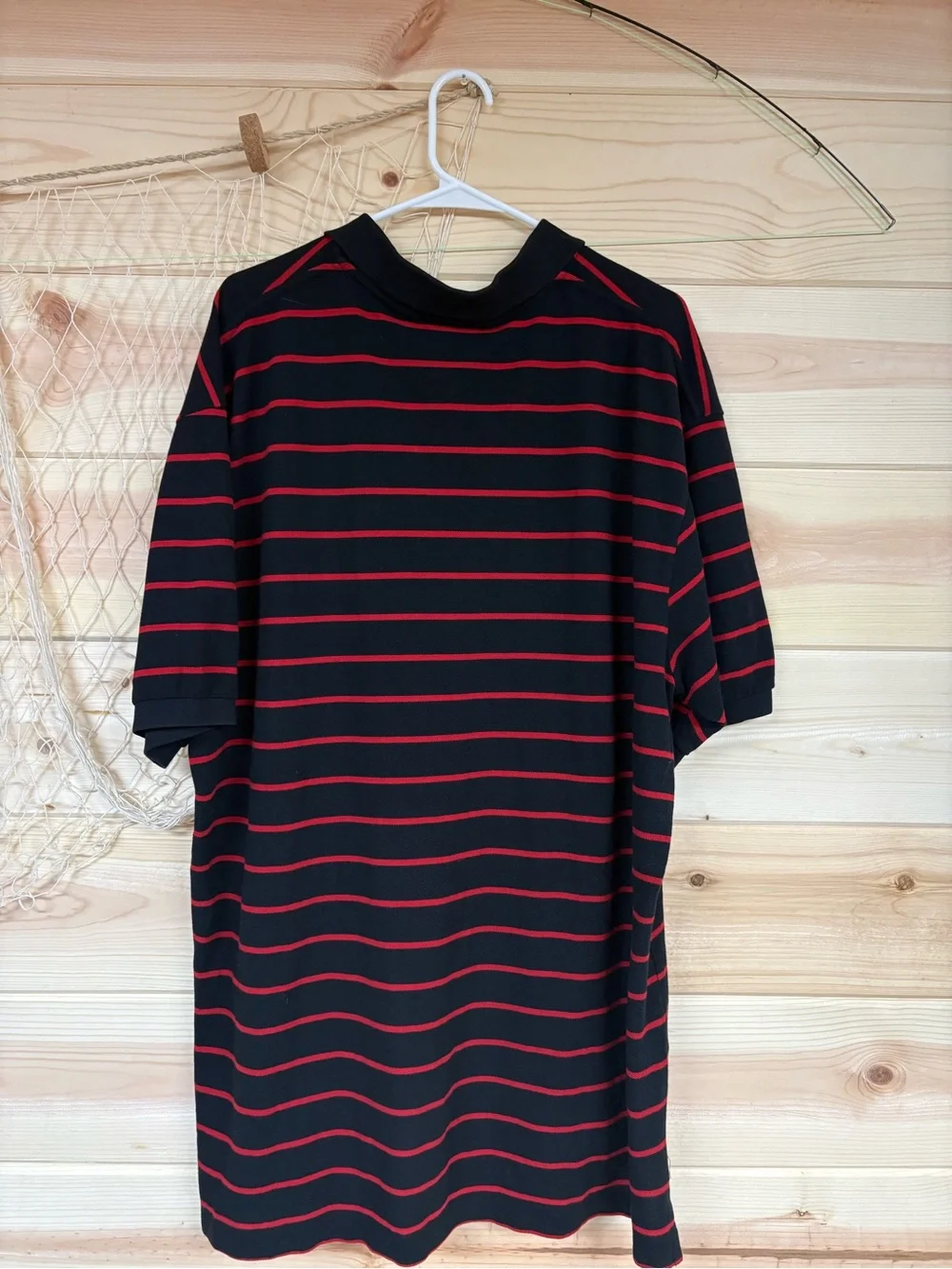 VTG Polo by Ralph Lauren Black and Red Striped Men's Polo Shirt